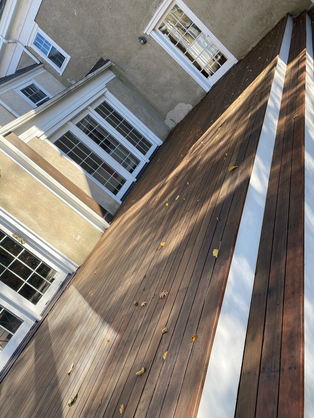 Deck freshly stained a rich brown